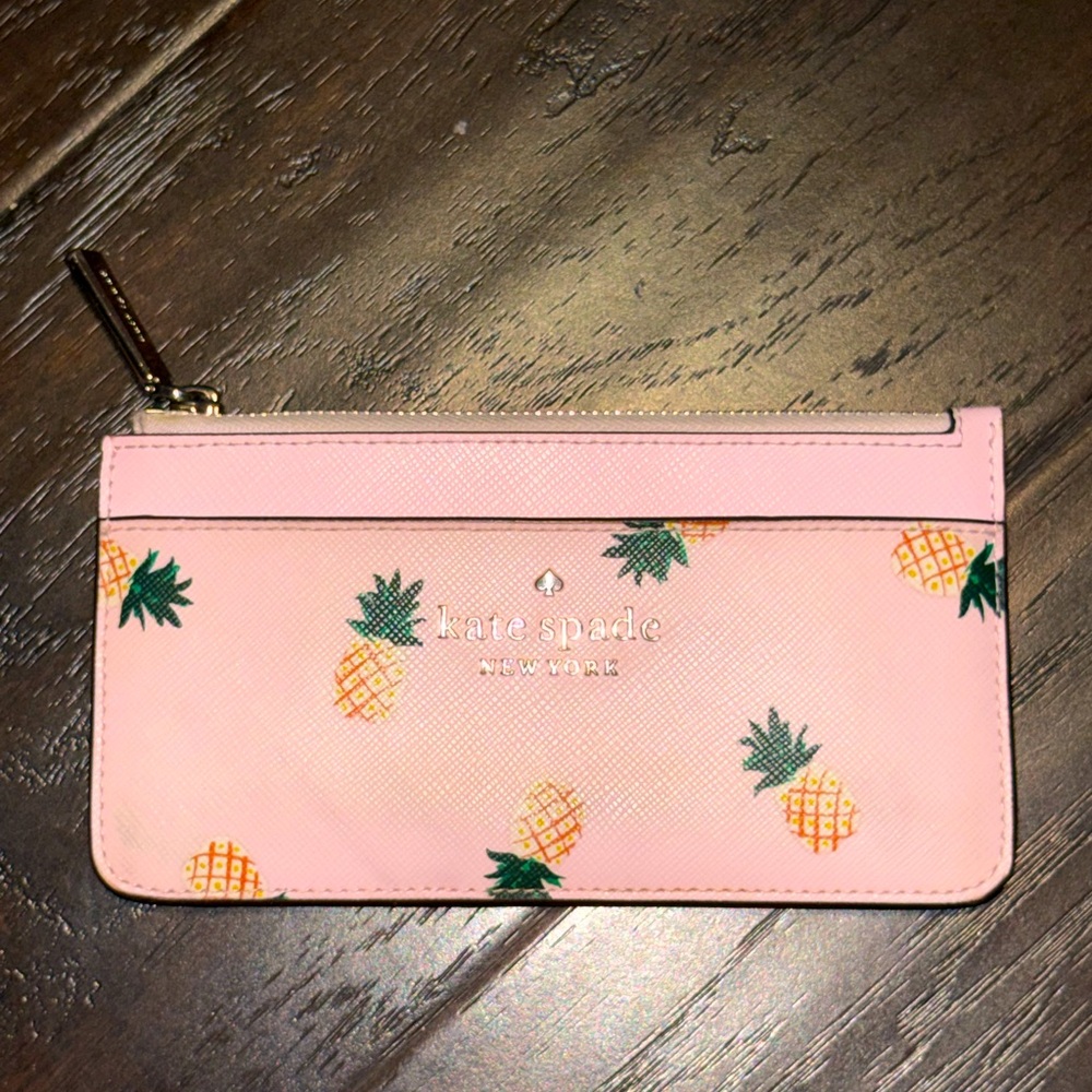 ♠️ Kate Spade Pineapple Large Slim Card Leather Wallet